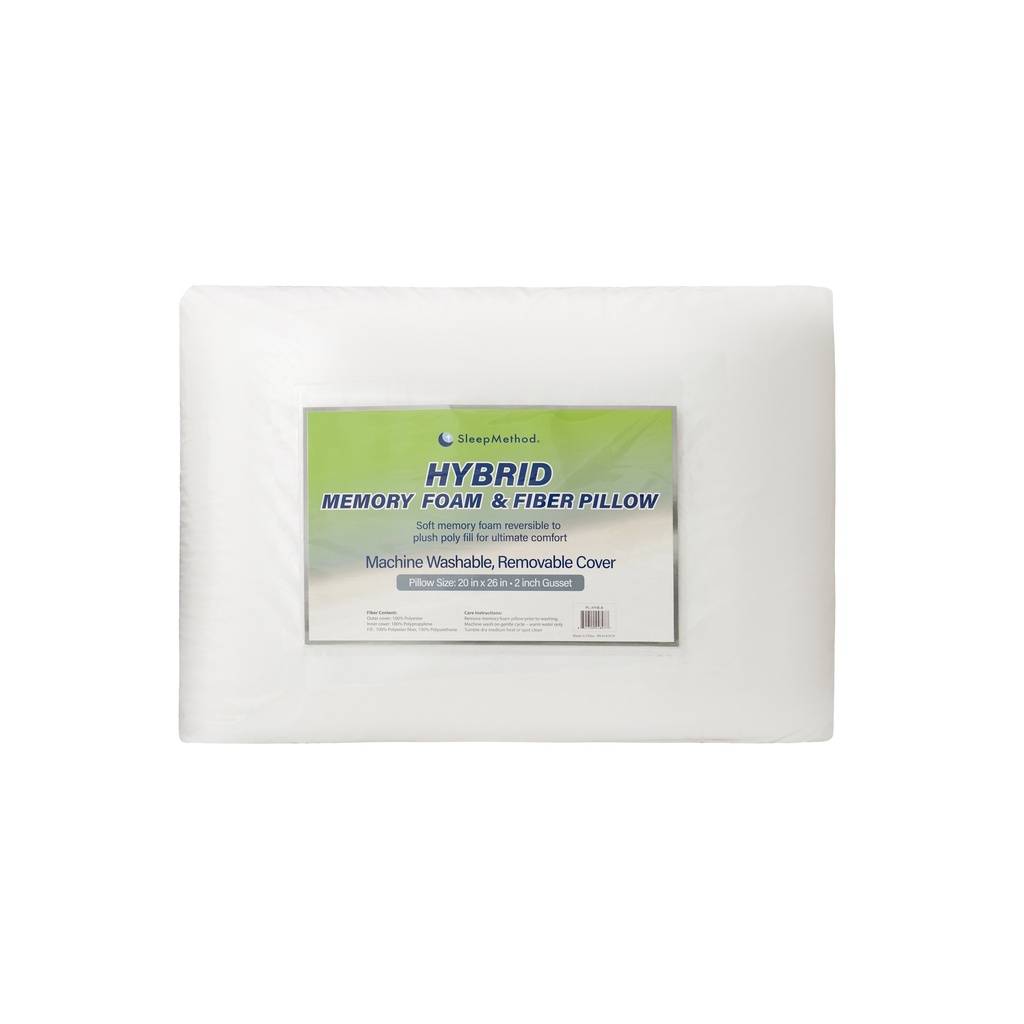 Hybrid Pillow - Dual Comfort Memory Foam/ Polyfill Pillow