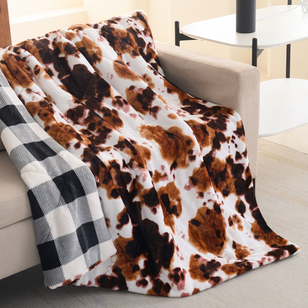 Diamond Quilted Velvet And Velvet Throw