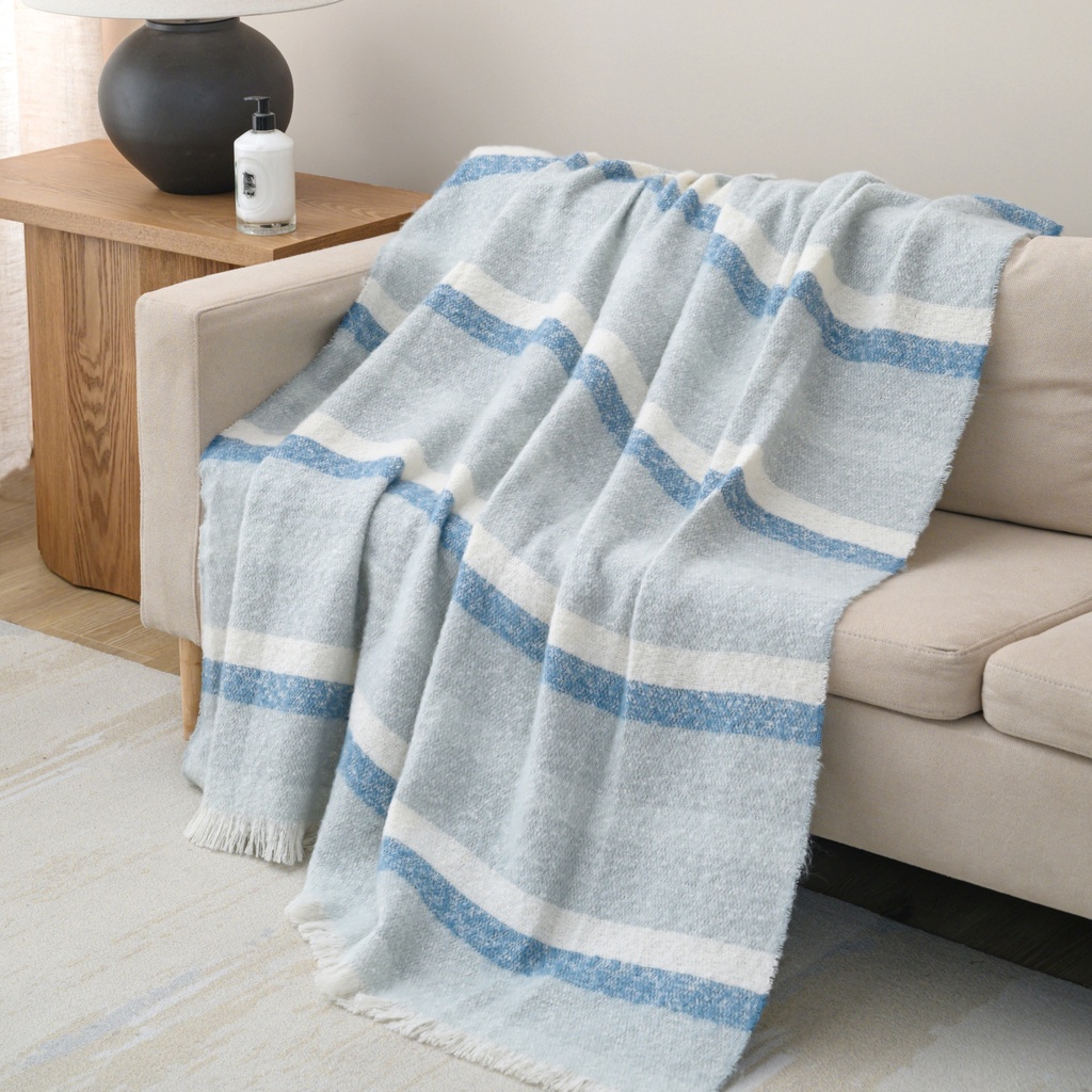 Striped Faux Mohair Throw