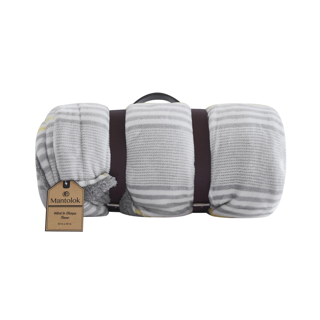 Printed Shiny Flannel Sherpa Throw