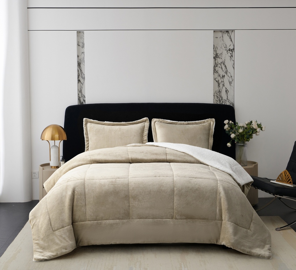 Solid Velvet to Sherpa Comforter