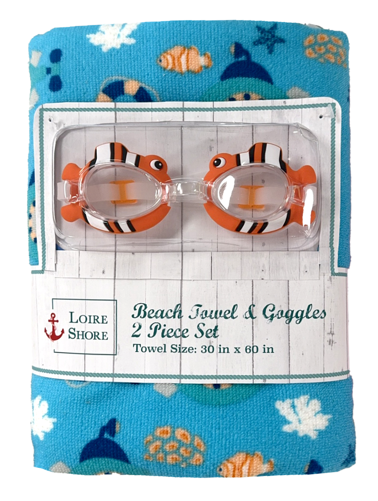 Kids Towel, Goggle, Nose Plug 3 PC Set