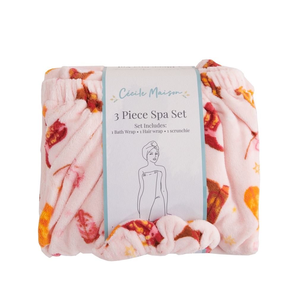 3pc Towel Wrap, Turban, Scrunchie Set
