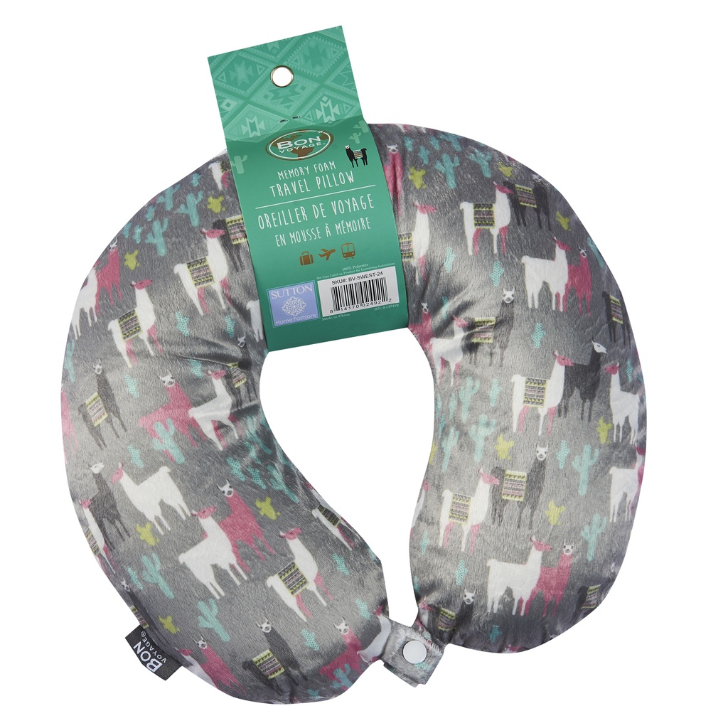Bon Voyage Stylish Pattern Design Memory Foam Travel Neck Pillow
