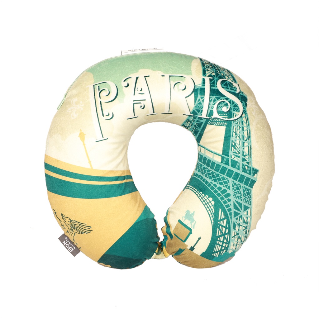 Bon Voyage Memory Foam Travel Pillow World Pattern