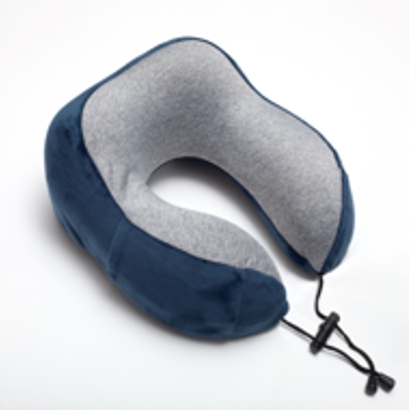 Ergonomic Solid Color Memory Foam Neck Pillow with Clasp and Loop Label