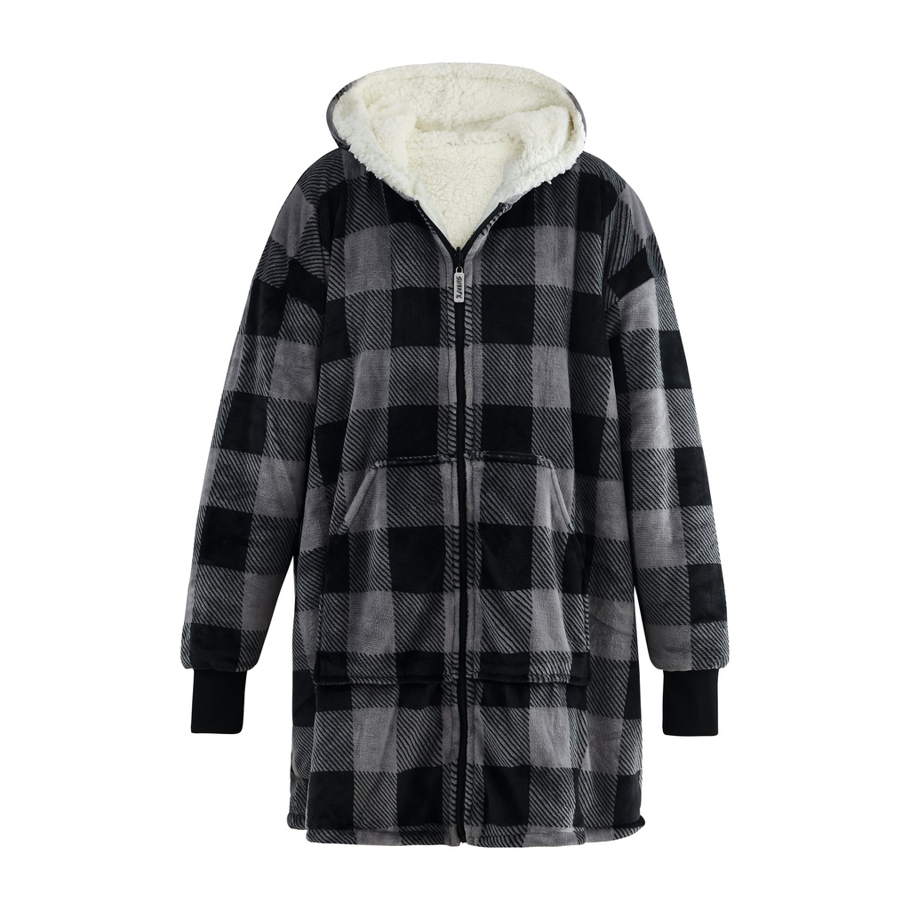 Lincoln Outfitters Oversized Reversible Zip-up Velvet Sherpa Hoodie