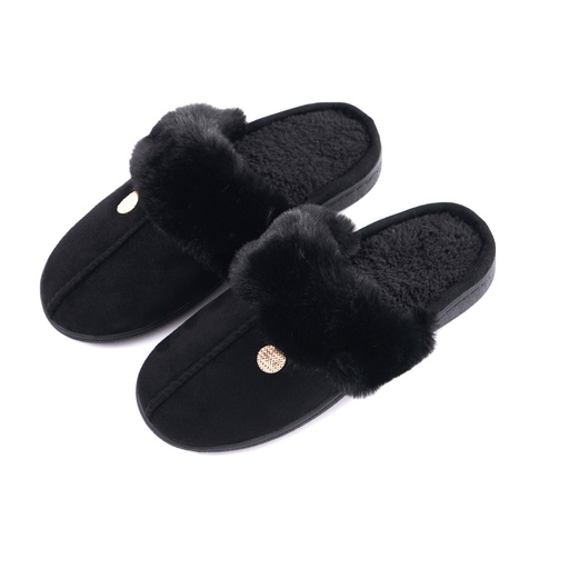 [AV-SLIP-LBLK] Faux Fur Slippers