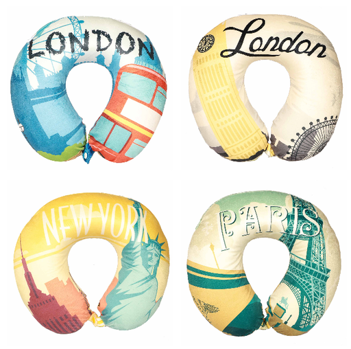 Bon Voyage Memory Foam Travel Pillow World Pattern