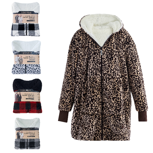 Lincoln Outfitters Oversized Reversible Zip-up Velvet Sherpa Hoodie