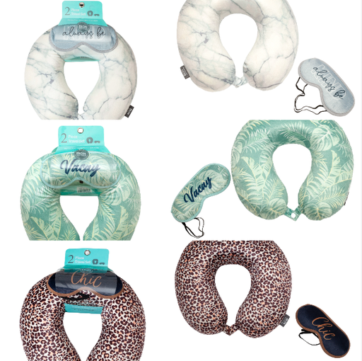 Printed Memory Foam Neck Pillow Eye Mask