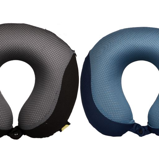 Charcoal Memory Foam Travel Pillow with Snap and Loop Label