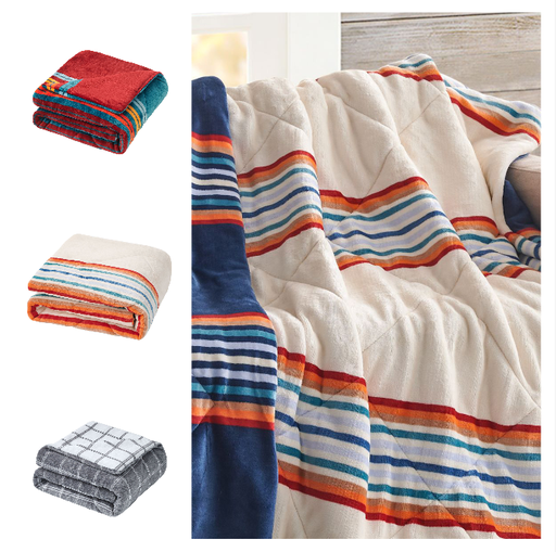Diamond Quilted Velvet And Velvet Throw