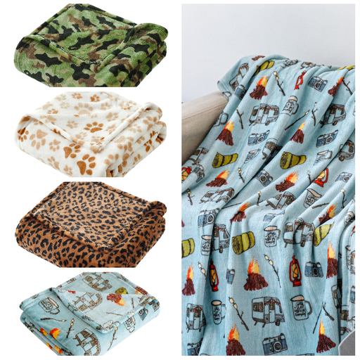 Animal Skin Printed  Velvet Throw