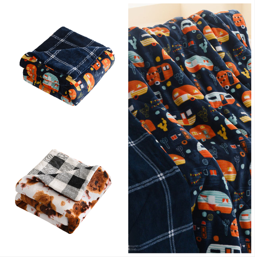 Diamond Quilted Velvet And Velvet Throw