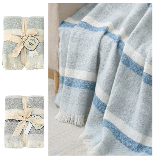 Striped Faux Mohair Throw