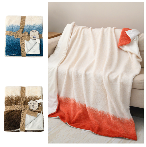Gradient Faux Llama Ombre, Reverse Mink, Throw