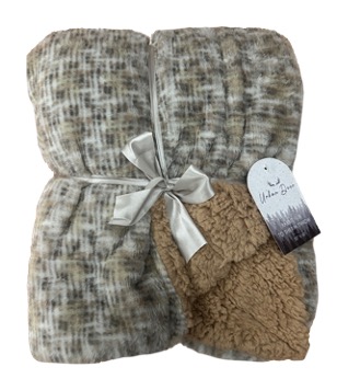 Printed Faux Rabbit Fur to Sherpa Throw