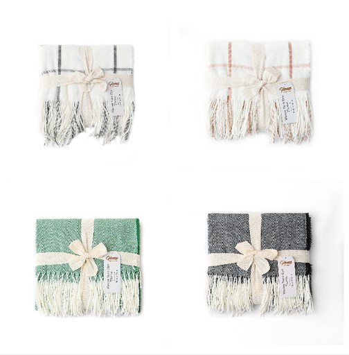Acrylic Herringbone Fringe Throw