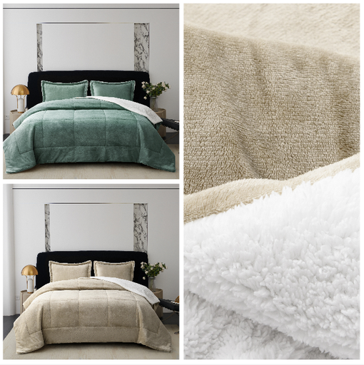 Solid Velvet to Sherpa Comforter